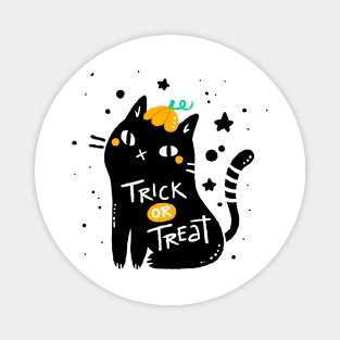 Trick or treat | Halloween gift | Spooky season gifts | Halloween Decor gifts | Funny Halloween Trick or treat | Cat lover halloween Magnet